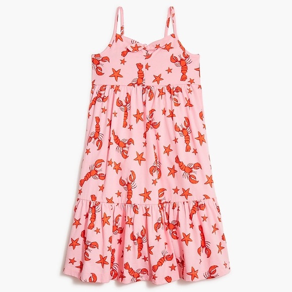 Crewcuts Other - J‎ Crew CrewCuts Pink Brilliant Sun Lobster Starfish Tiered Dress Girls Size 12